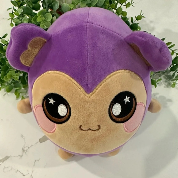 Squeezamals purple  monkey 9” safari collection soft squish plush stress ball - Picture 1 of 5